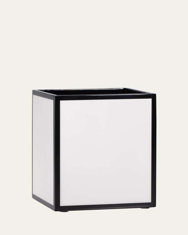 Shoji Lacquered Wood Wastebasket